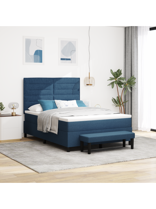 Gultas rāmis ar matraci un soli zils 140x200 cm audums