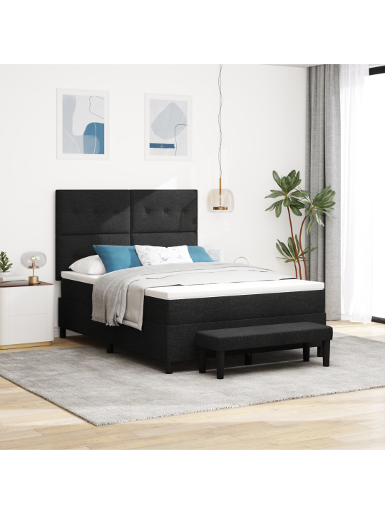 Kastes atsperu gulta ar matraci un soliņu melnā krāsā 140x200 cm audums