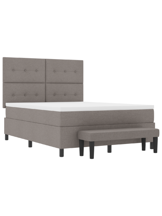 Kastītes atsperu gulta ar matraci un soli taupe 140x200 cm audumā