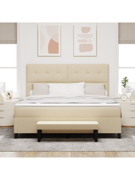 Kastveida gulta ar matraci un soliņu krēmkrāsā 180x200 cm audumam