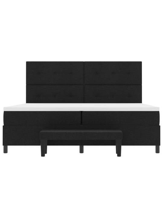 Kastē pavasara gulta ar matraci un soliņu, melns, 200x200 cm, audums