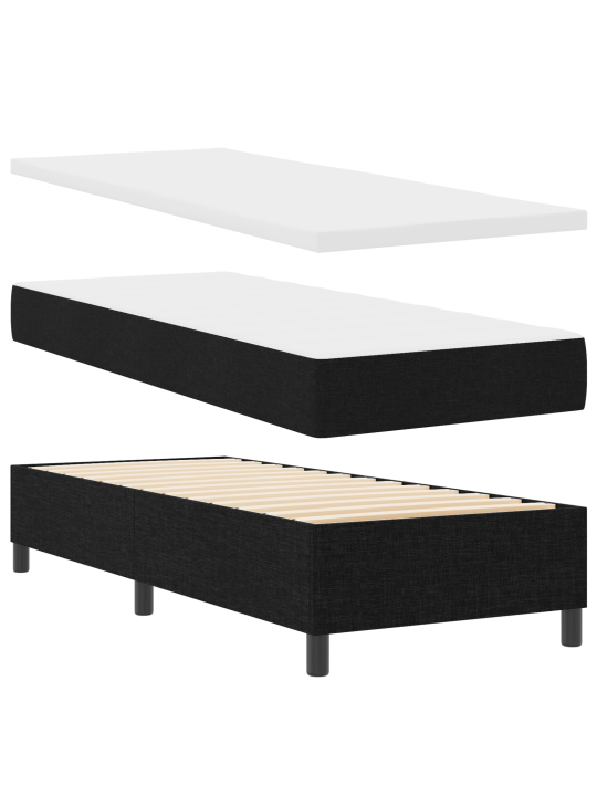 Kastes atsperu gulta ar matraci un soliņu melnā krāsā 80x200 cm audums