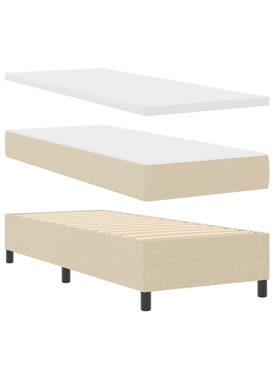 Kastīšu gulta ar matraci un soli krēmkrāsā 80x200 cm audums