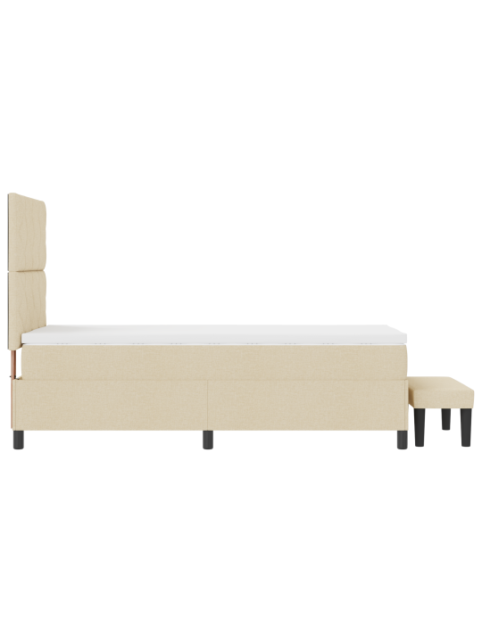 Kastītes gulta ar matraci un soliņu krēmkrāsā 90x200 cm audums