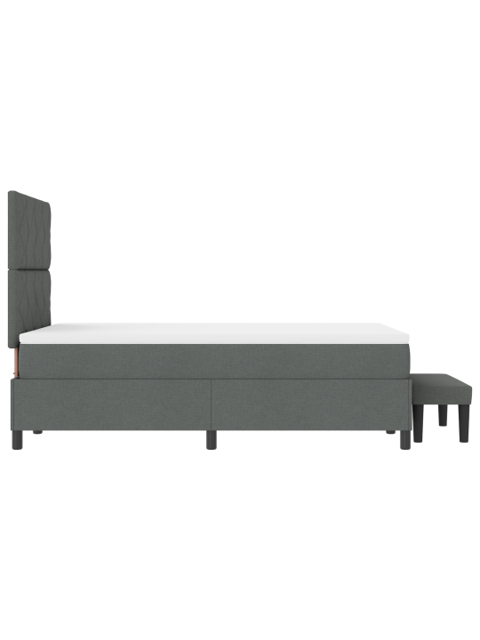 Kastes atsperes gulta ar matraci un soliņu Tumši pelēks 120x190 cm Audums